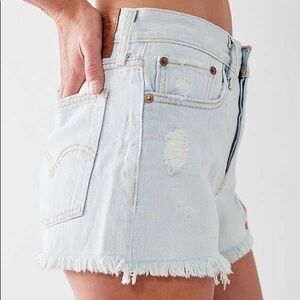 Levi's 501 Distressed Light Wash Button Fly Denim Shorts in Better Love Size 27